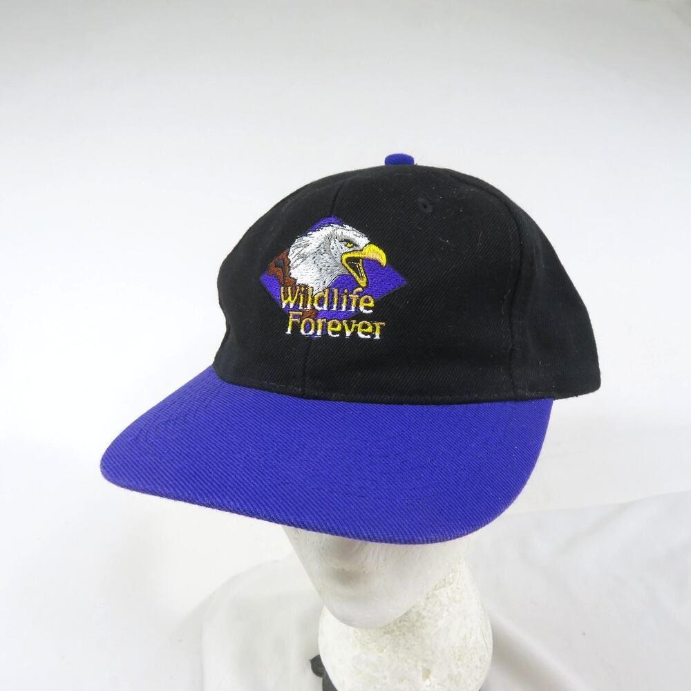 Wildlife Forever Eagle Hat Baseball Cap Adjustable Snapback Black Otto Brand 90s